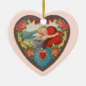 Valentijnsdag, Victoriaans Cherub harten Keramisch Ornament (Voorkant)