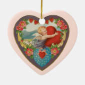 Valentijnsdag, Victoriaans Cherub harten Keramisch Ornament (Achterkant)