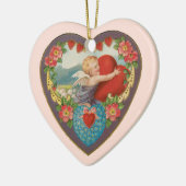 Valentijnsdag, Victoriaans Cherub harten Keramisch Ornament (Links)