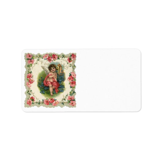  Valentijnsdag Victoriaans Cherub op telefoon Etiket (Voorkant)