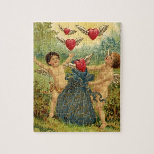 Valentijnsdag, Victoriaans Cherubs Harten Legpuzzel (Verticaal)