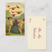 Valentijnsdag, Victoriaans Cherubs Harten Notitiekaartje (Voorkant / Achterkant)