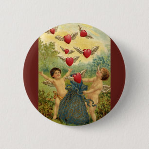  Valentijnsdag, Victoriaans Cherubs Harten Ronde Button 5,7 Cm