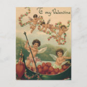  Valentijnsdag, Victoriaans Cherubs in Boot Feestdagenkaart (Voorkant)