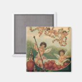 Valentijnsdag, Victoriaans Cherubs in Boot Magneet (Voorkant / Achterkant)
