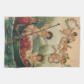 Valentijnsdag, Victoriaans Cherubs in Boot Theedoek (Horizontaal)