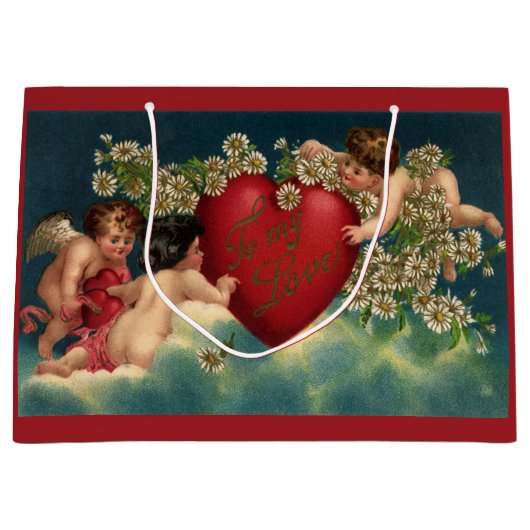 Valentijnsdag Victoriaans Cherubs in de hemel Groot Cadeauzakje (Voorkant)
