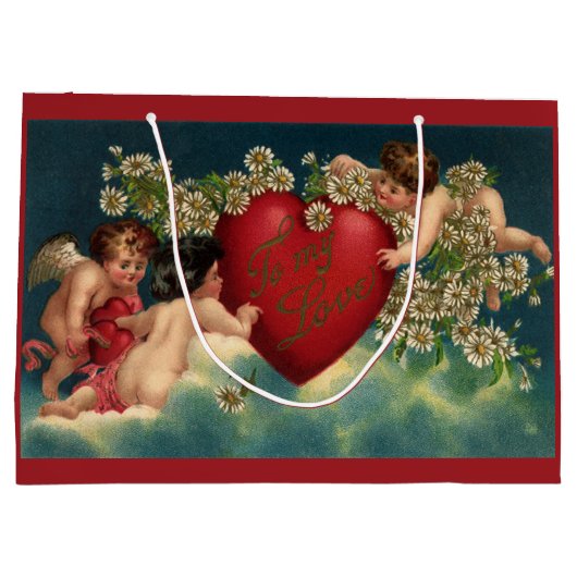 Valentijnsdag Victoriaans Cherubs in de hemel Groot Cadeauzakje (Achterkant)