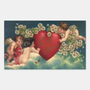  Valentijnsdag Victoriaans Cherubs in de hemel Rechthoekige Sticker