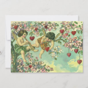 Valentijnsdag Victoriaans Cupids Hartboom Feestdagenkaart