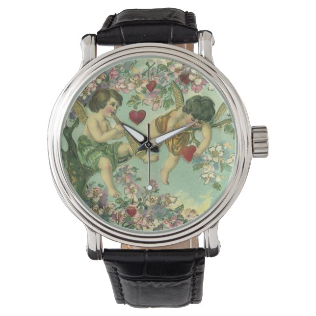  Valentijnsdag Victoriaans Cupids Hartboom Horloge (Voorkant)