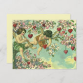 Valentijnsdag Victoriaans Cupids Hartboom Kaart (Voorkant / Achterkant)