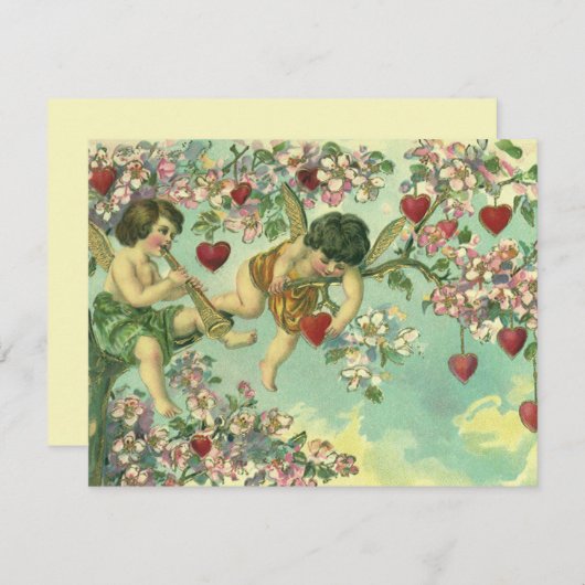 Valentijnsdag Victoriaans Cupids Hartboom Kaart (Voorkant / Achterkant)