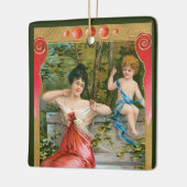  Valentijnsdag, Victoriaans dame met Cherub Keramisch Ornament (Links)