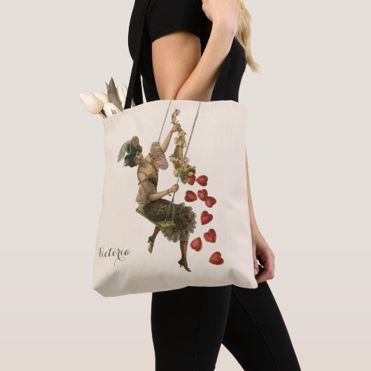 Valentijnsdag, Victoriaans dame op een schommel Draagtas (Dichtbij)