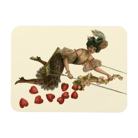 Valentijnsdag, Victoriaans dame op een schommel Magneet (Horizontaal)