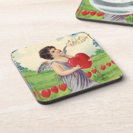 Valentijnsdag, Victoriaans Engel met Hart Drankjes Onderzetter (Linkerzijde)