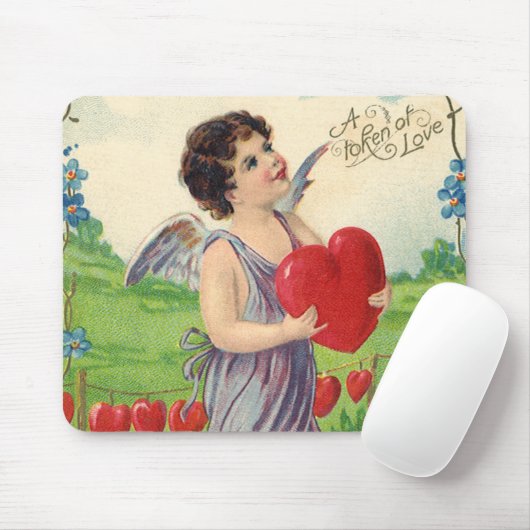 Valentijnsdag, Victoriaans Engel met Hart Muismat (Met muis)