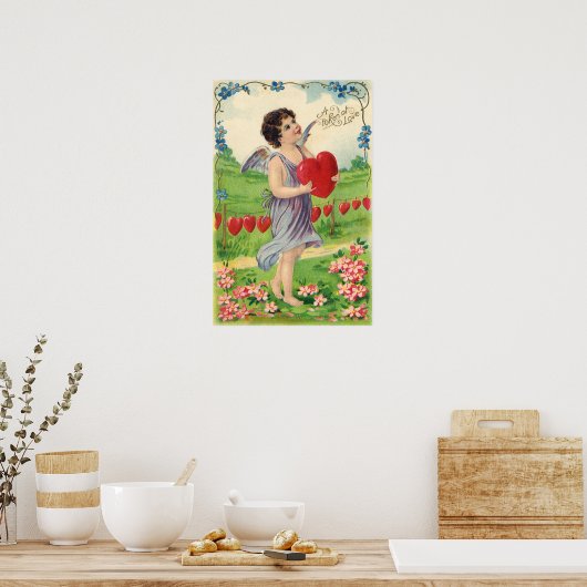 Valentijnsdag, Victoriaans Engel met Hart Poster (Keuken)