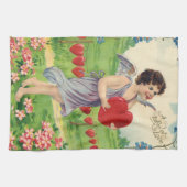 Valentijnsdag, Victoriaans Engel met Hart Theedoek (Horizontaal)