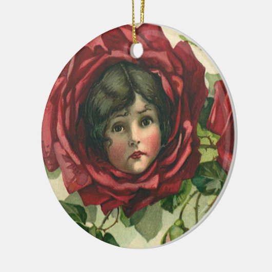  Valentijnsdag, Victoriaans gezichten in Rozen Keramisch Ornament (Links)
