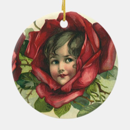  Valentijnsdag, Victoriaans gezichten in Rozen Keramisch Ornament (Achterkant)