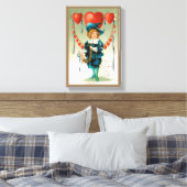 Valentijnsdag, Victoriaans Jongen met Harten Canvas Afdruk (Insitu (Slaapkamer))