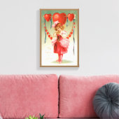  Valentijnsdag, Victoriaans meisje met hart Canvas Afdruk (Insitu (Woonkamer))