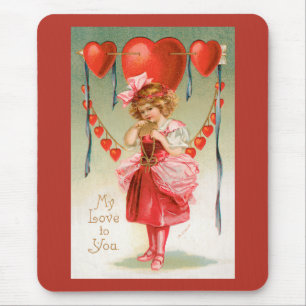 Valentijnsdag, Victoriaans meisje met hart Muismat