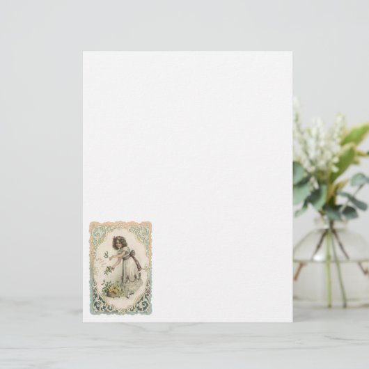 Valentijnsdag, Victoriaans Meisje met Rozen (Staand voorkant)