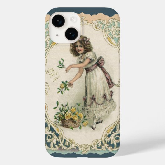  Valentijnsdag, Victoriaans Meisje met Rozen Case-Mate iPhone Case (Achterkant)