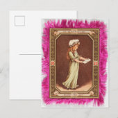  Valentijnsdag Victoriaans meisje Roze Briefkaart (Voorkant / Achterkant)