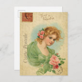  Valentijnsdag Victoriaans vrouw Briefkaart (Voorkant / Achterkant)