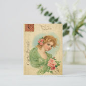  Valentijnsdag Victoriaans vrouw Briefkaart (Staand voorkant)