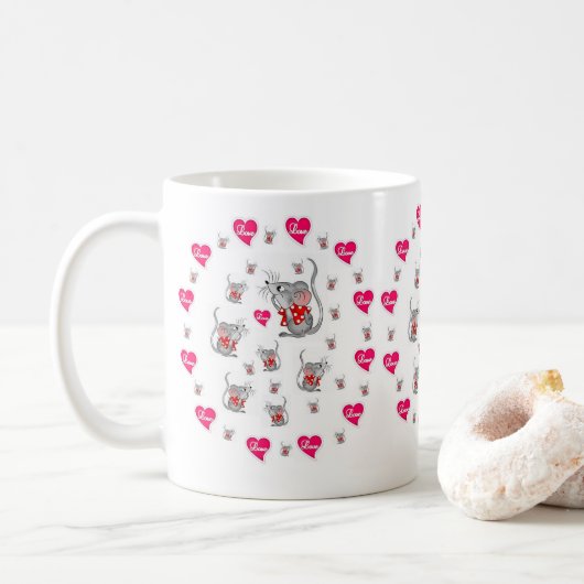 Valentijnsdag Vintage Muizen Mokken (Met donut)