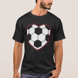 Valentijnsdag Voetbal Rode Hart T-shirt