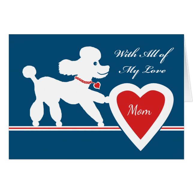 Valentijnsdag voor mam, Cute Poodle Silhouette (Voorkant Horizontaal)