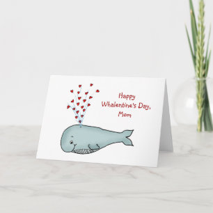 Valentijnsdag voor mama - Schattigee walvis met ha Feestdagen Kaart