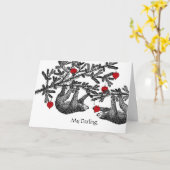 Valentijnsdag voor man, luiaard en hart kaart (Gele Bloem)