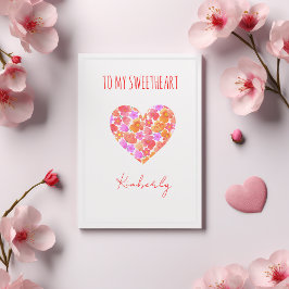 Valentijnsdag voor Sweetheart Flowers in Heart Kaart