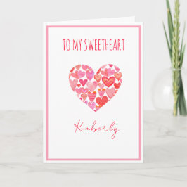 Valentijnsdag voor Sweetheart Pink & Red Hearts Kaart
