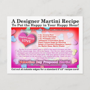 Valentijnsdag Voorstel Martini Recipe Card Feestdagenkaart