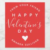 Valentijnsdag vriendschap wijnlabel wijn etiket (Enkel label)