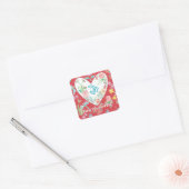 Valentijnsdag Ware Liefde Harten n Bloemen Feest Vierkante Sticker (Envelop)