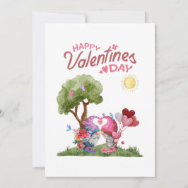Valentijnsdag Watercolor Kabouter Koppel Feestdagenkaart