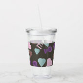 Valentijnsdag Waterverf Gehartelde monogram Acryl Drinkbeker (Links)