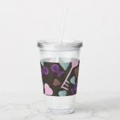 Valentijnsdag Waterverf Gehartelde monogram Acryl Drinkbeker (Achterkant)