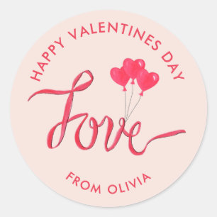 Valentijnsdag waterverf hartballonnen Liefde Ronde Sticker