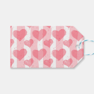 Valentijnsdag waterverf harten cadeaulabel