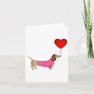 Valentijnsdag Weiner Daschund Doxie In Hondenjurk  Kaart